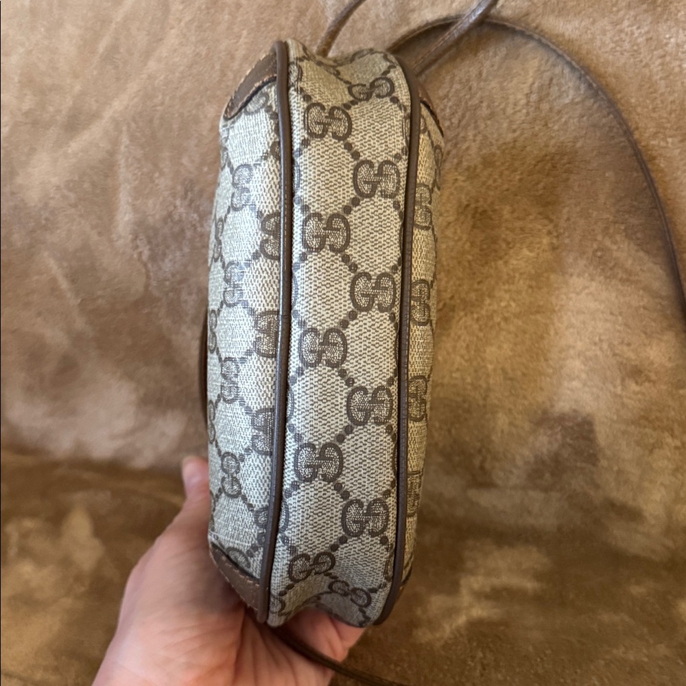 Gucci Beige GG Canvas Crossbody with Brown Leather Trim and Green-Red Web - Picture 8 of 15
